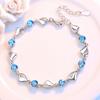 925 Sterling Silver Blue AAA Zircon Heart Bracelet Fashion Jewelry