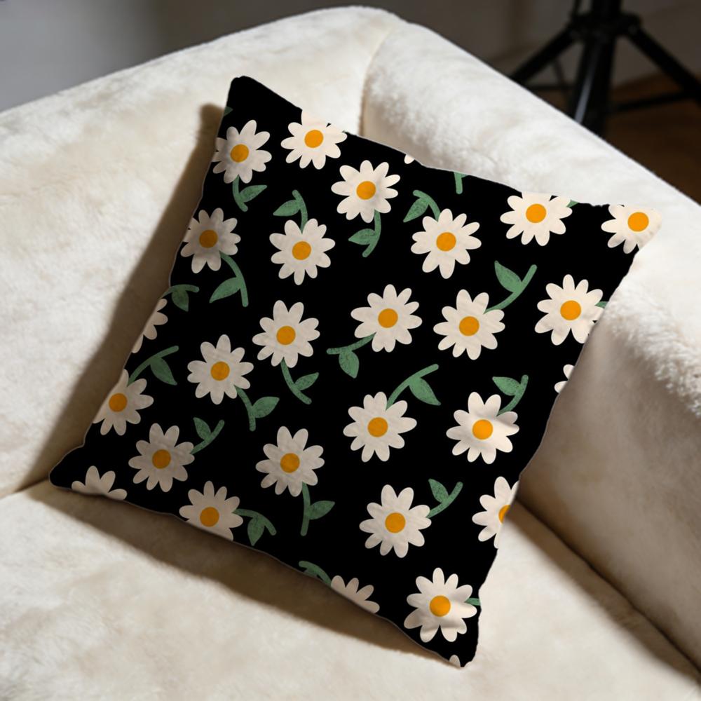 Daisy Flowers Cushion Cover Soft Decorative Pillow Case Suitable for Bedroom Sofa Car Travel Use