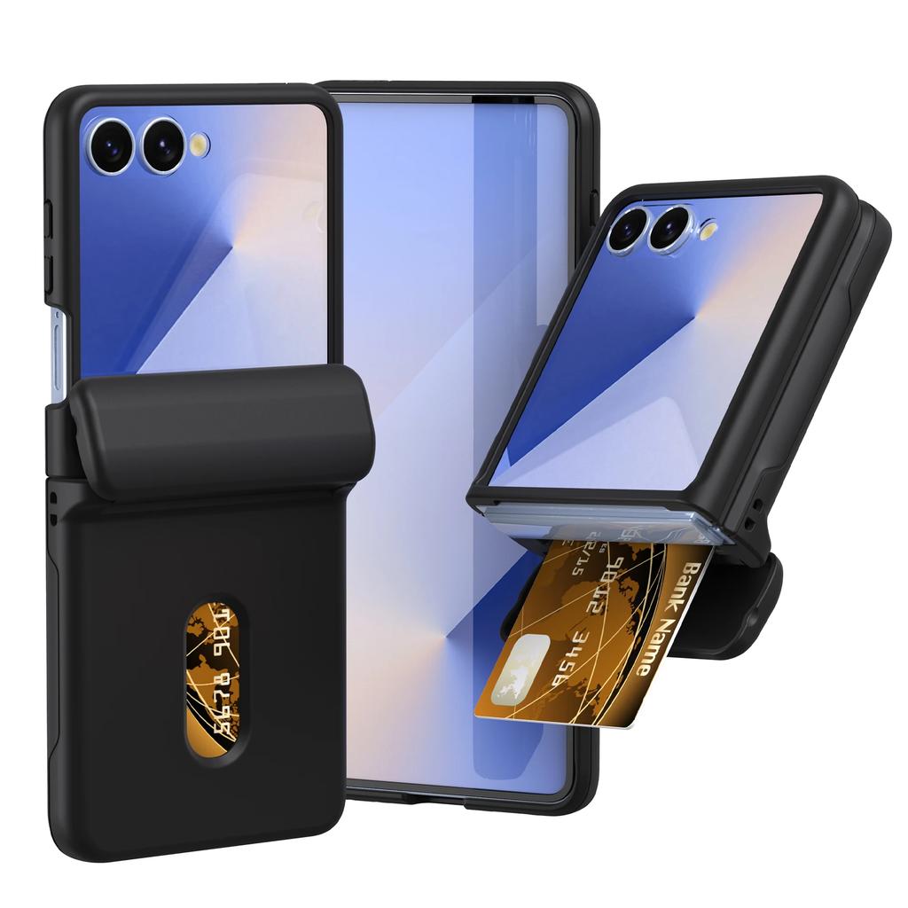 Huidachtig Harde Schaal met Scharnierbescherming Telefoonhoesje voor Samsung Galaxy Z Flip 7 Flip7 5G Kaarthouder Beschermhoes