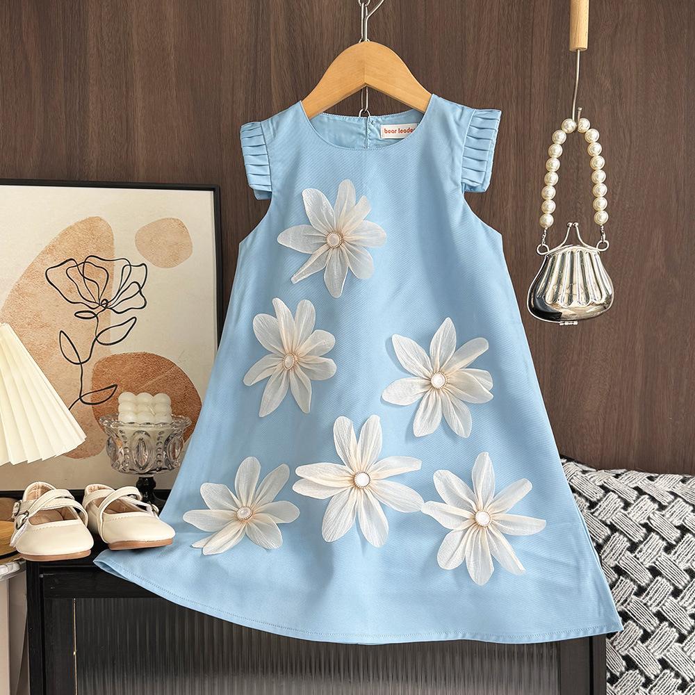 Girls Dress 2026 Summer New Sleeveless High-Quality Children's Clothes Three-dimensional Flower Princess Dress Big Children's Dress