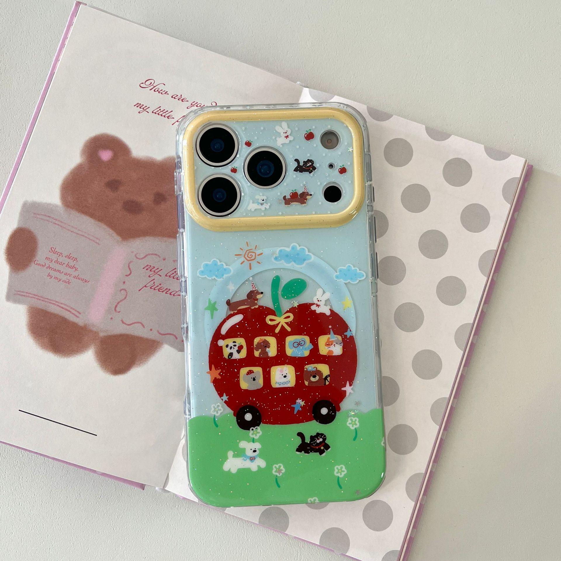 

Hobby Cute Apple Car Small Animal iPhone17ProMax Phone Case with Stand iPhone 14
