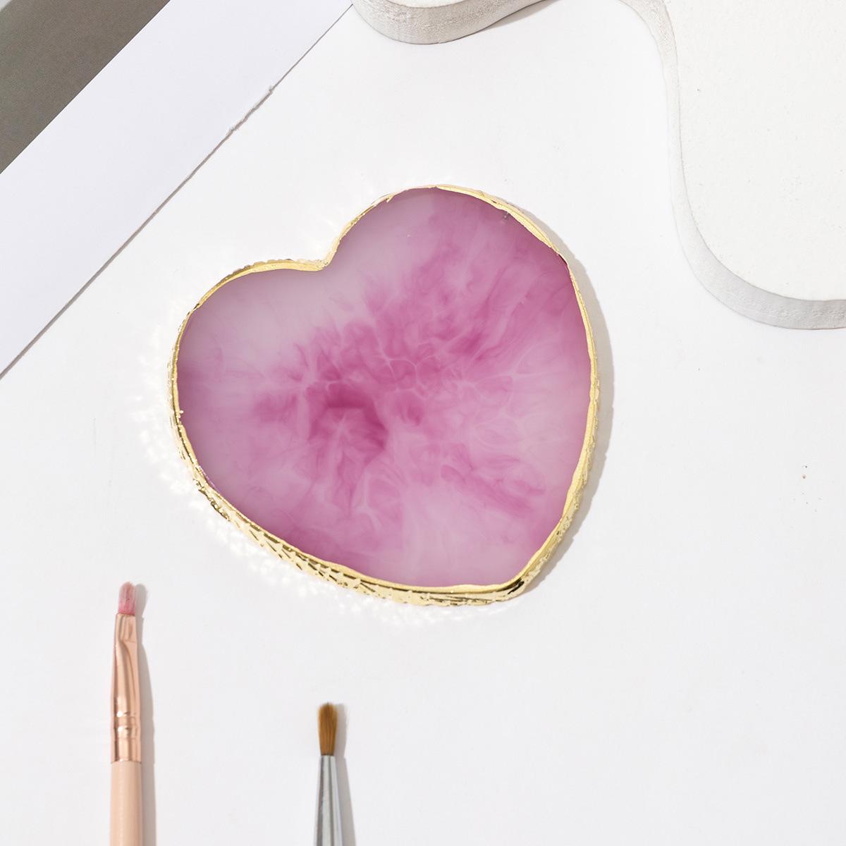 

BEPAN 1PC Heart-shaped Resin Agate Stone Nail Art Palette False Nail Tips Mixing Color Drawing Pallet Display Shelf Manicure Tool