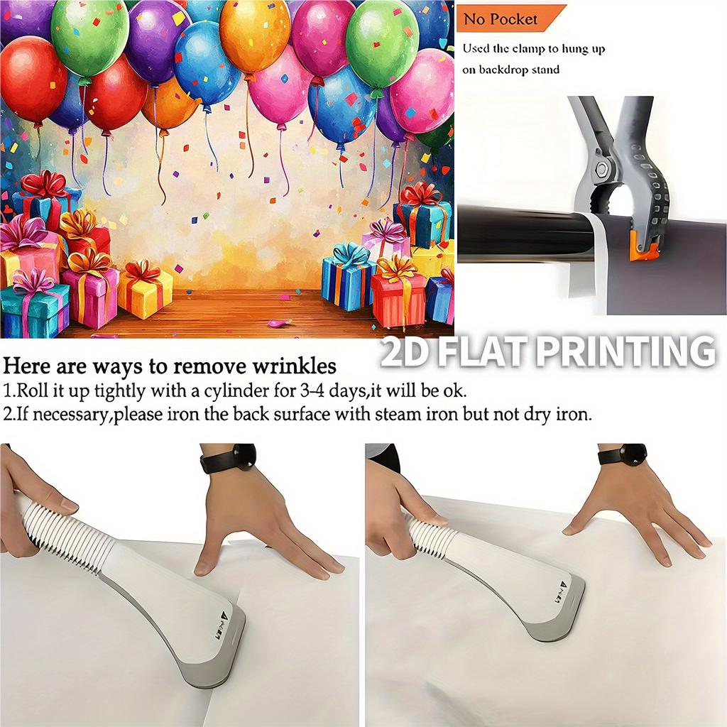 2Dflat2D Plane, 1 piece 2D colored balloon and gift cartoon party banner background fabric, party banner