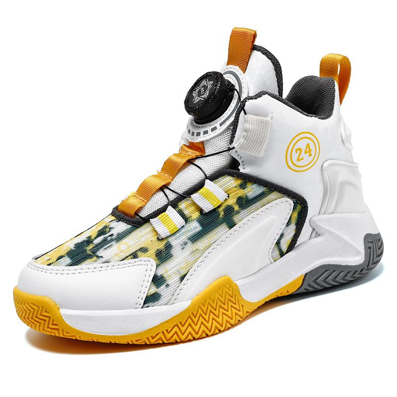 New Kids Button Basketball Shoes Mesh Flying Weave Basketball Sneakers Combat Boots High Top Shoes Kids Sneakers Big Boy 31