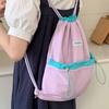 Contrast Color Drawstring  Backpacks Korean Style Shoulder Bag Cute Light Soft Nylon Bag  Girls