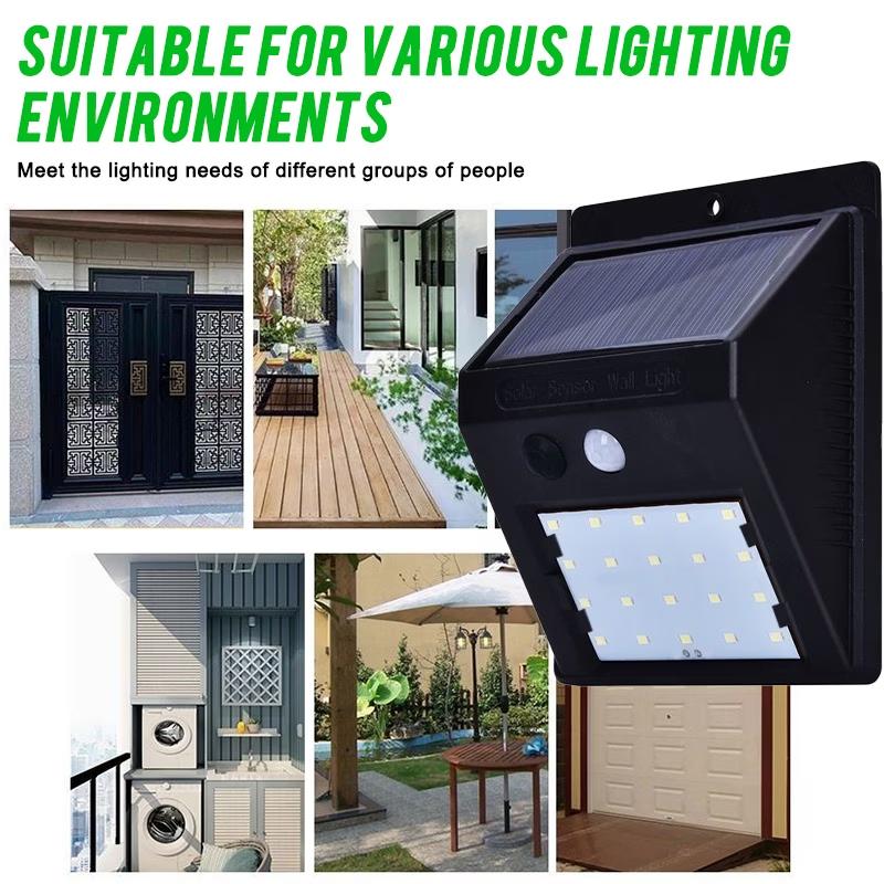 20LED Solar Lights Outdoor With 3 Mode Waterproof Motion Sensor Security Lighting LED Wall Street Lamp for Garden Porch Light