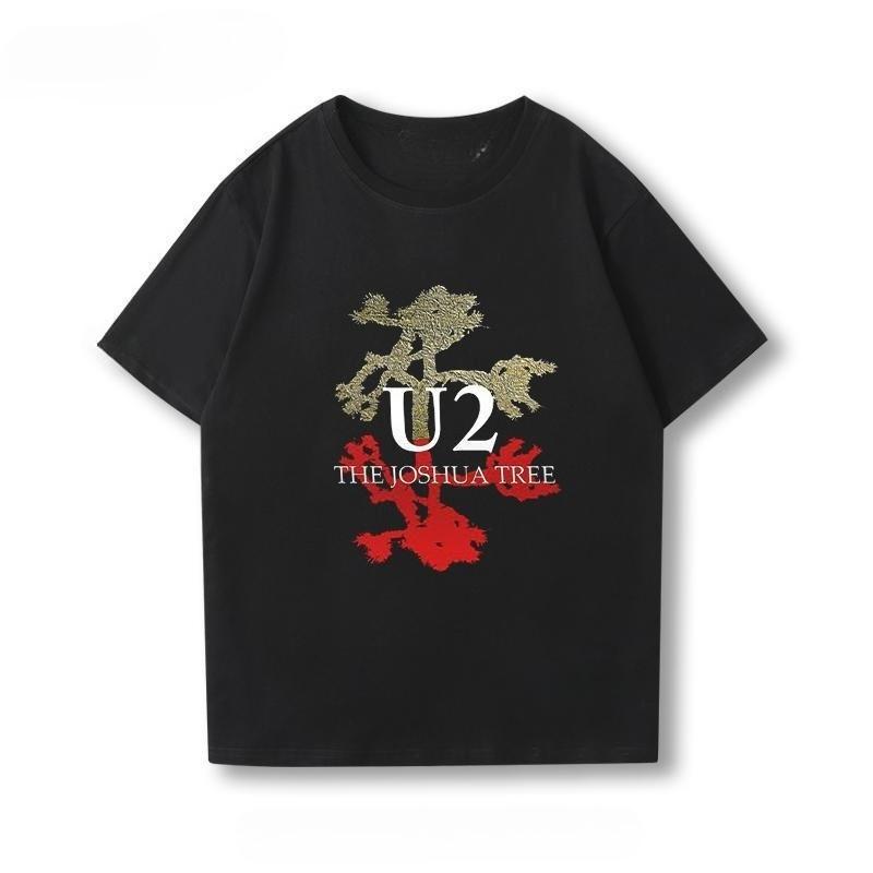 

Ireland U2 Rock Band Shortsleeved Tshirt for Boys Summer Oversized Americanstyle Loose Sleeve Shirt 4XL