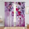 2pcs Butterfly 3D Stereo Flower Printing Curtain Rod Pocket Bedroom Living Room Kitchen Decorative Curtain Easy To Wash and Care