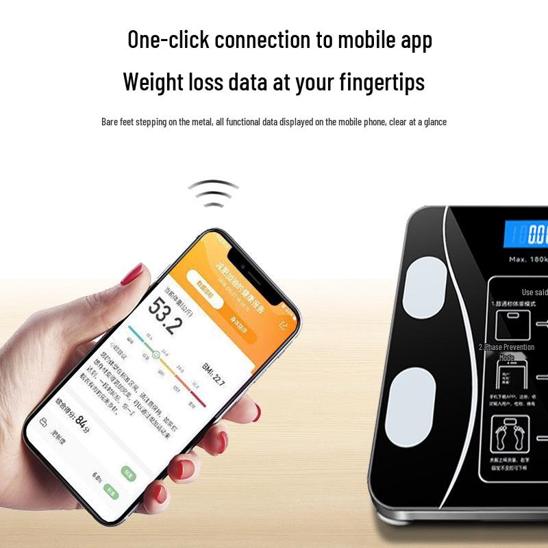 Smart Bluetooth Body Fat Scale - Customizable Electronic Weight Scale for Adults