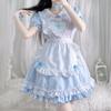 Soft sister, sky blue female cross maid dress, maid dress, women's boss dress.