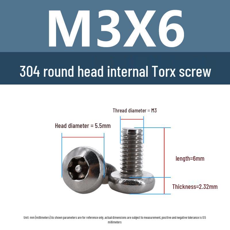 Șuruburi Yigu Antifurt Torx cu Pin Cap Rotund M3-M6 Oțel Inoxidabil