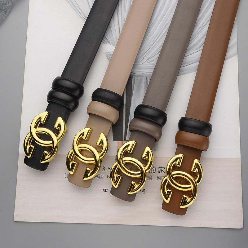 Ladies Leather Belt With Alphabet Alloy Buckle For Business Casual And Fashion Enhancing Style