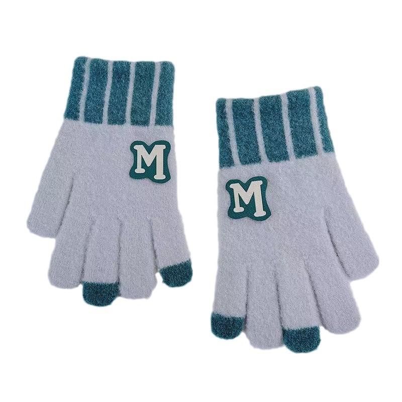 Five-finger Winter Boys' Korean Style Warm Split-fingered Student Outdoor Cycling Cold-proof Velvet Knitted Full-finger