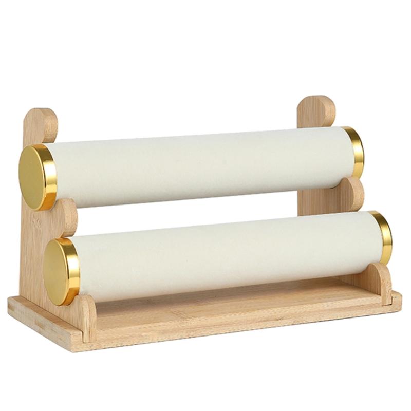 

Wood Jewelry Holder for Exhibiting Accessories Bracelets and Bangle Display Rack Elegant Wrist Accessories Organizer бежевый
