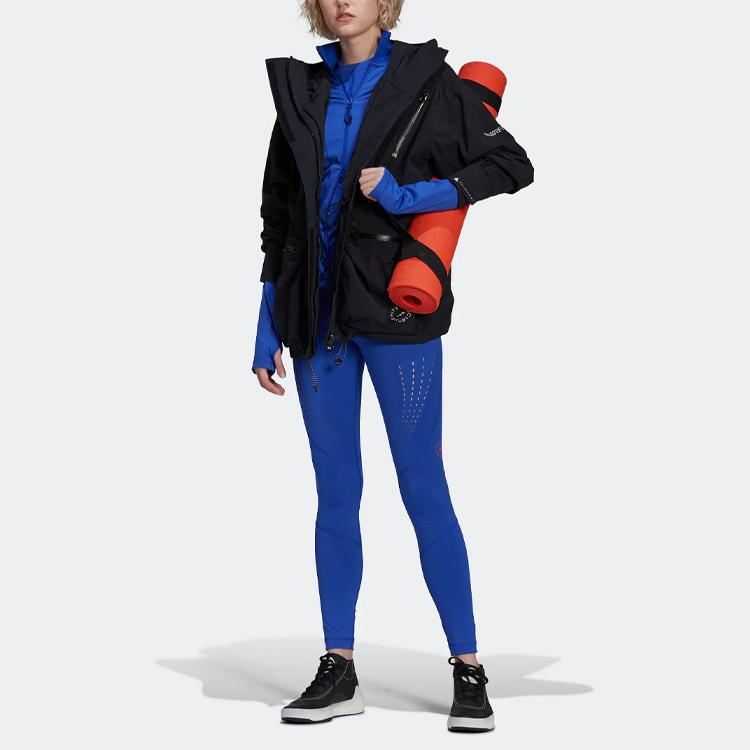 Adidas Solid Color Zip-Up Sports Hoodie Jacket Women Jackets Black HB6083