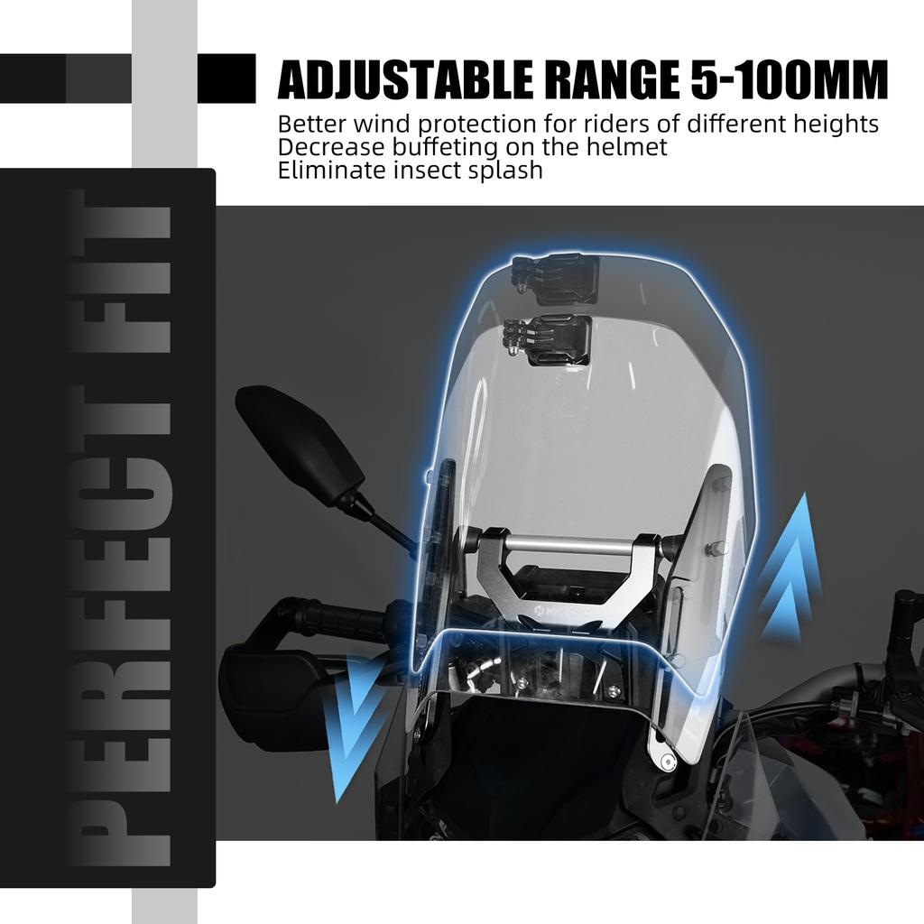 Motorcycle Adjustable Windshield Brackets for Yamaha Tenere 700/XTZ700 2019-2024 Tenere700 Rally 2020-2024 Tenere 700 WR 2022
