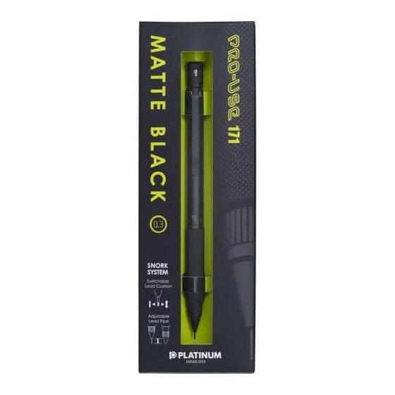 Platinum Drafting Mechanical Pencil Pro-Use 171 0.3mm Matte Black MSDA-2500A with Schnork System, Writing Feel Adjustable, Lead Pipe Adjustable,