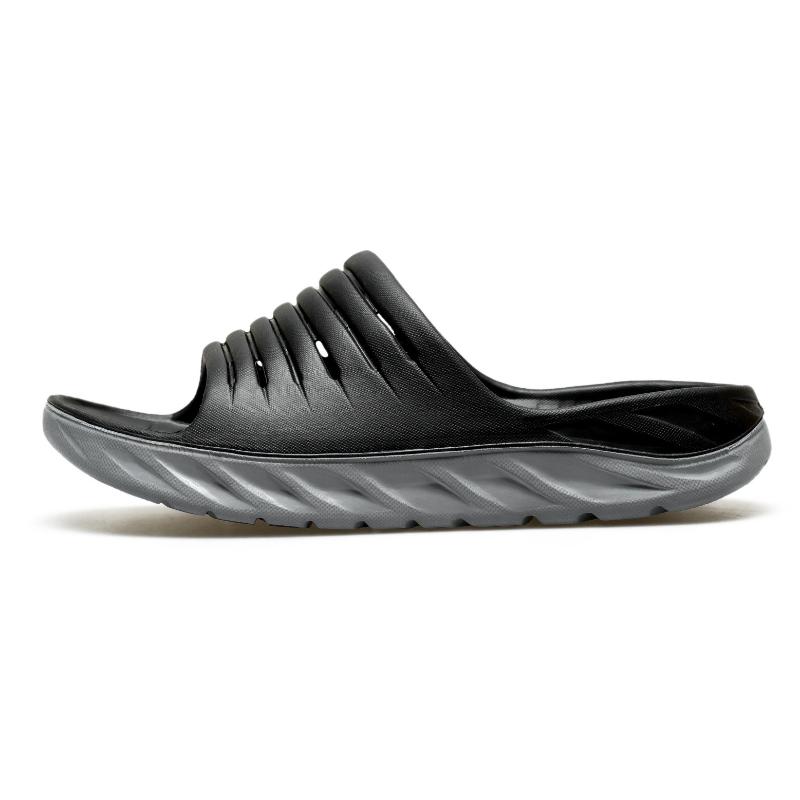 

Slippers Men s Summer Large Size 49 Thick-soled Soft Material Arch Shock Absorption Flip-flops Beach Shoes Non-slip Safety Shoes 47 чорний колір сірий