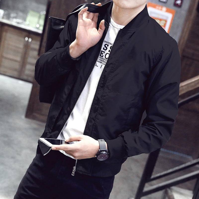 Arrival Spring Autumn Men Jackets Solid Fashion Coats Male Casual Slim Stand Collar Bomber