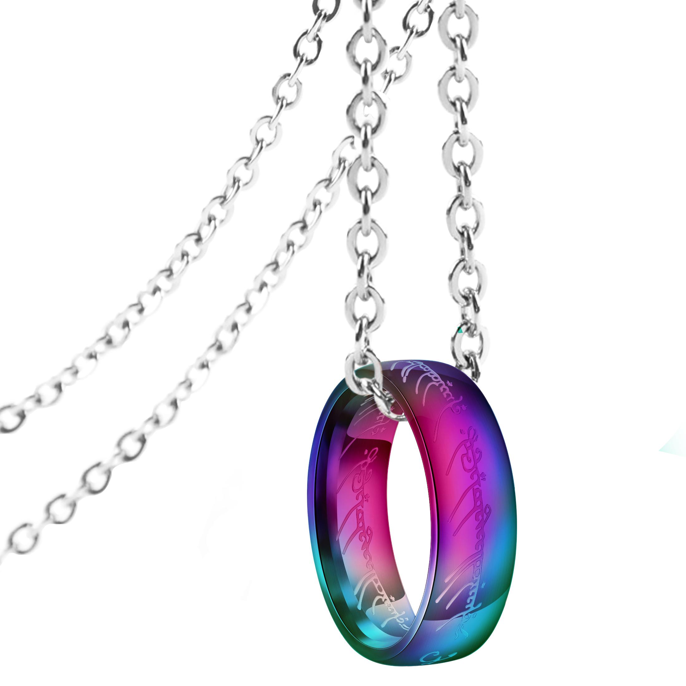 

Гравированное позолоченное кольцо из нержавеющей стали с подвеской на цепочке Uniform size