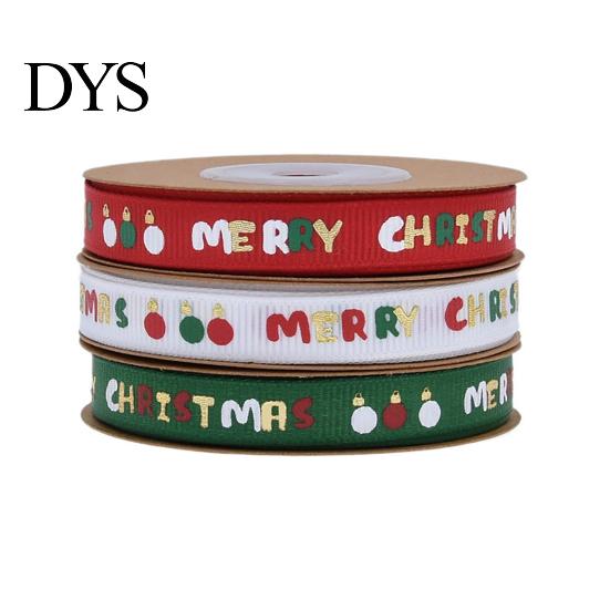 Seasonal Foil Ribbon for Party Decor Christmas Gold Ribbon, Merry Decorative Fabric Glittering Text Holiday Gift Packing, Xmas Decorations Stamping