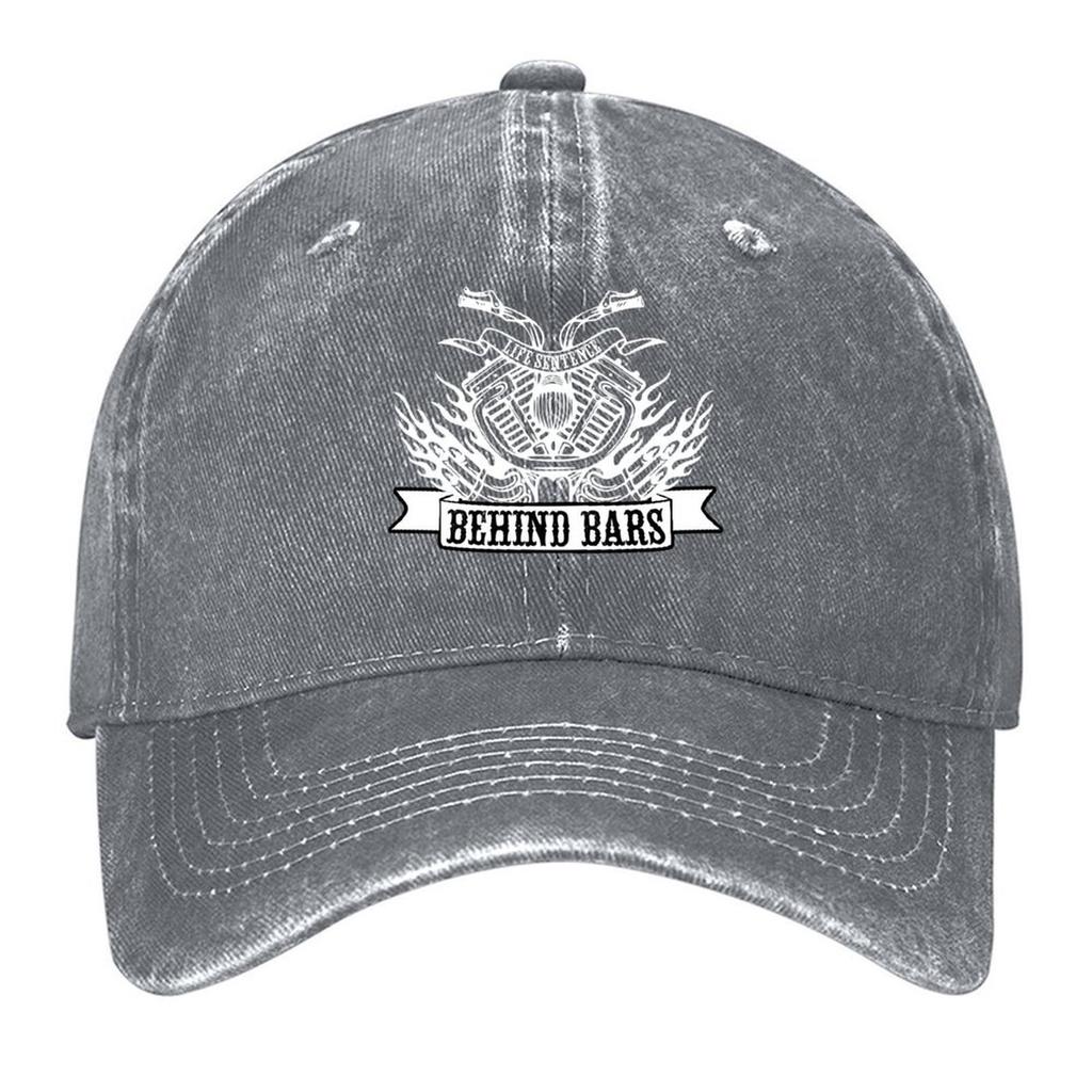 Funny Café Racer TShirt Life Sentence Behind Bars Motorbike Humour Graphic Baseball Cap Christmas Hat Luxury Woman Mens