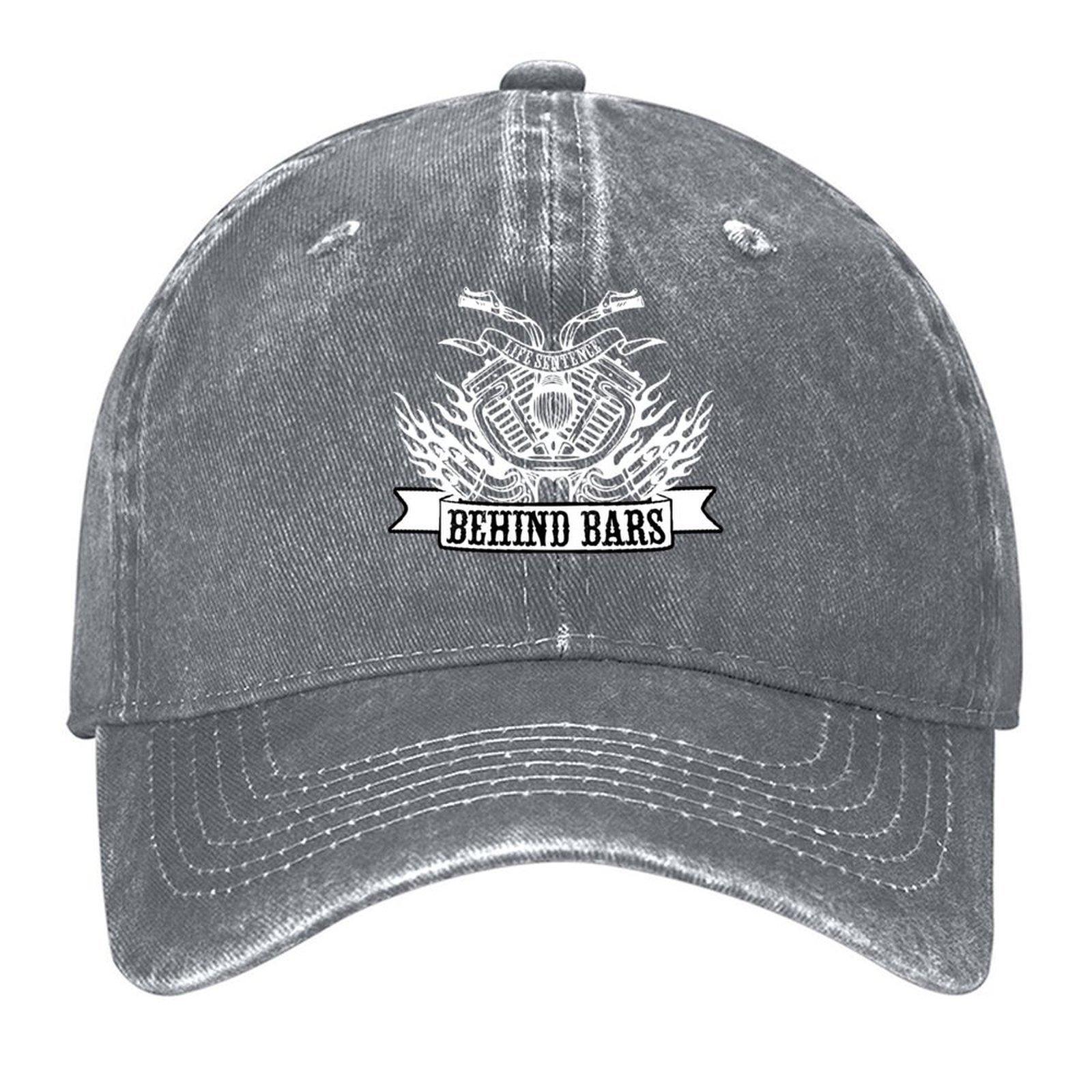 Funny Café Racer TShirt Life Sentence Behind Bars Motorbike Humour Graphic Baseball Cap Christmas Hat Luxury Woman Mens