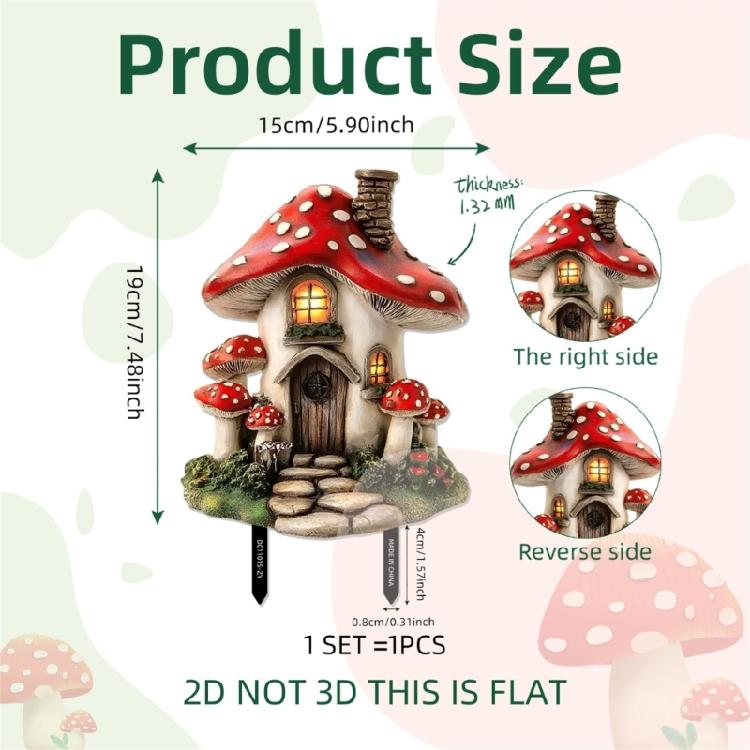 Realistischer handgefertigter Pilzhaus-Pflanzstab Cottage-Hofschild Rasenornamente Geeignet für kreative Gartendekoration
