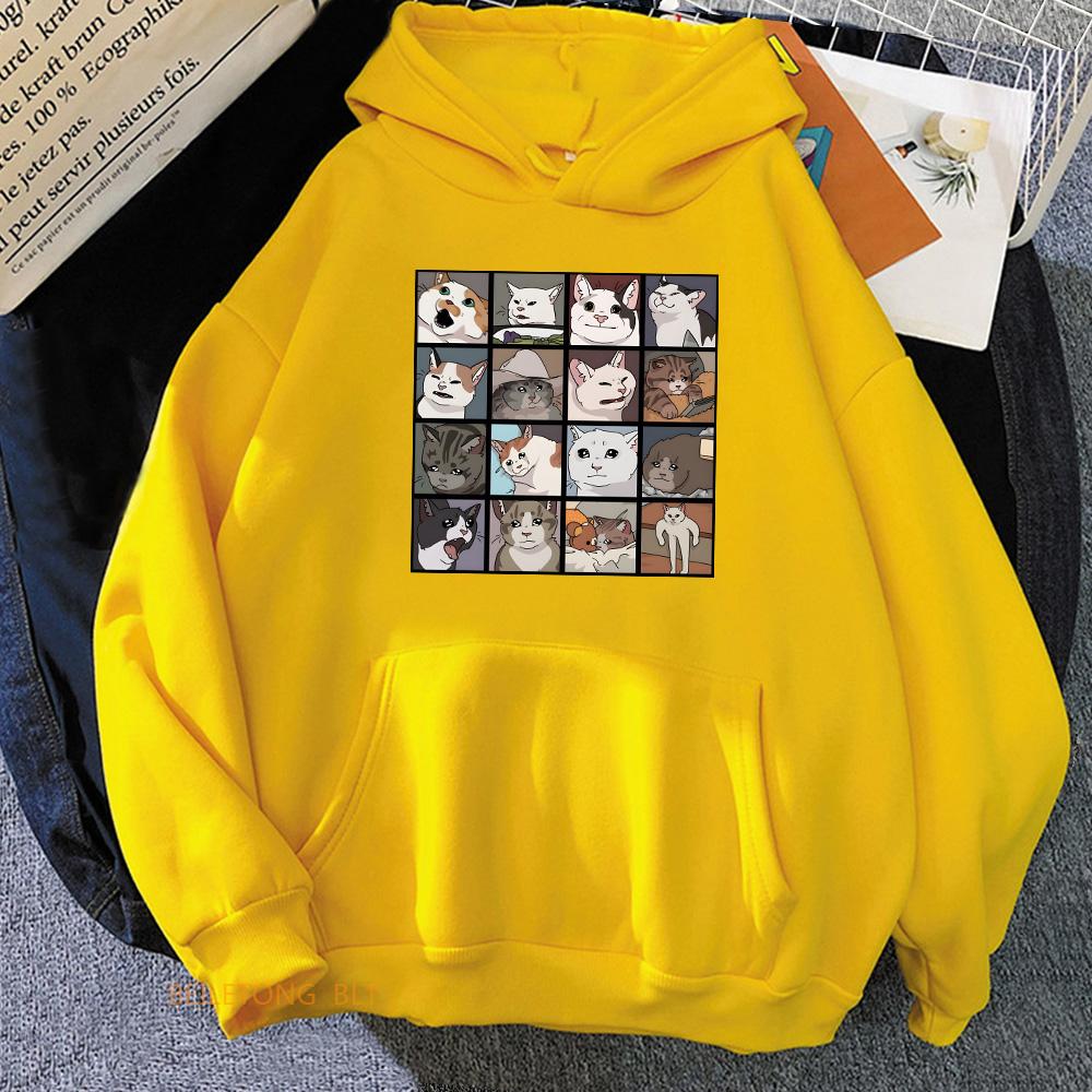 

Толстовки с капюшоном Meme Cats, модные повседневные толстовки с длинным рукавом из флиса для женщин/унисекс, милые, удобные, с принтом Moletom 4XL