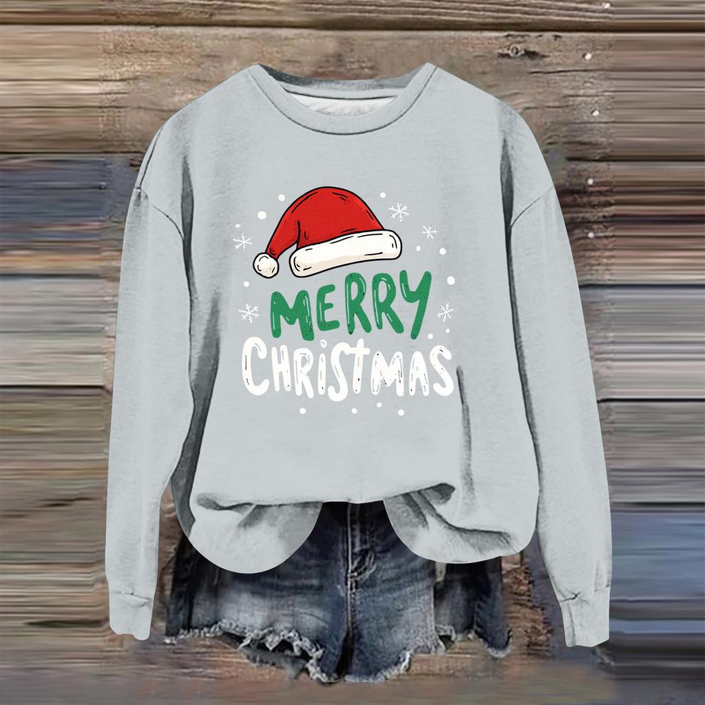 Women's Fashion Casual Long Sleeve Loose Christmas Printed Sweatshirt
