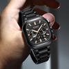 Mens Square Chronograph Watches Stainless Steel Wrist Watch with Date Luminous Hands Waterproof
