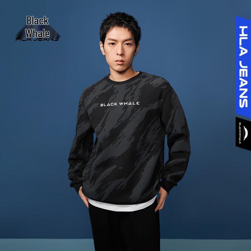 

HLA Blackwhale Men s Water Ripple Print Crewneck Sweatshirt M