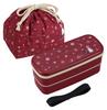 Tsukihana 2-Tier Lunch Box Bento Box with Drawstring Bag Chopsticks Dividers 640ml Japan Made Dishwasher Microwave Safe PW-28C