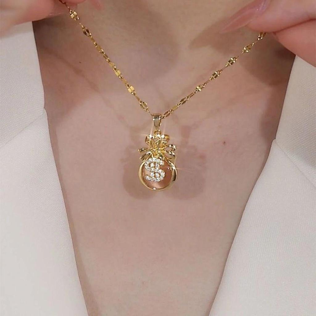 Lucky Bag Pendant Necklace - Women's Trendy Light Luxury Clavicle Design