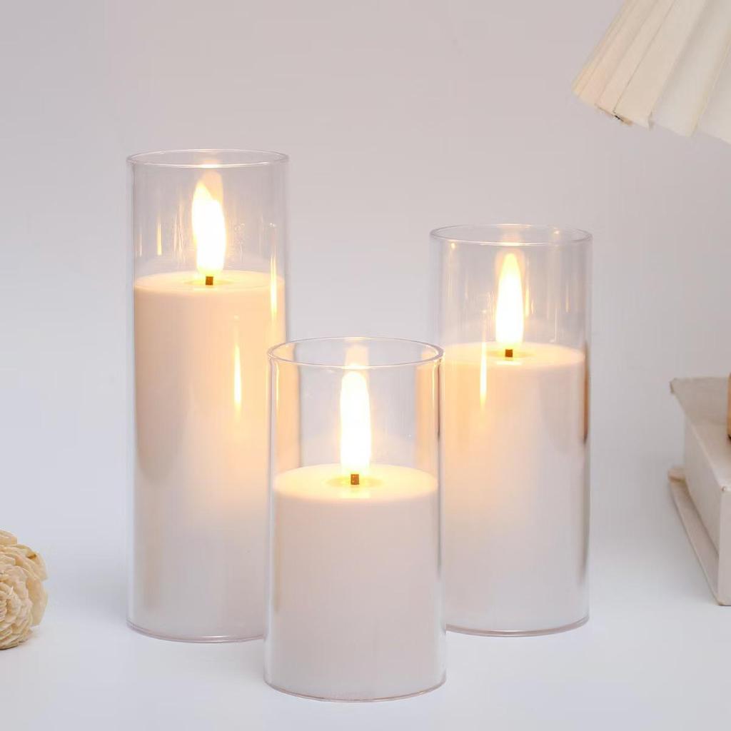 LED Electronic Candle Light Strip with Transparent Lampshade for Bar, Restaurant, KTV, Party, and Outdoor Camping Decor.