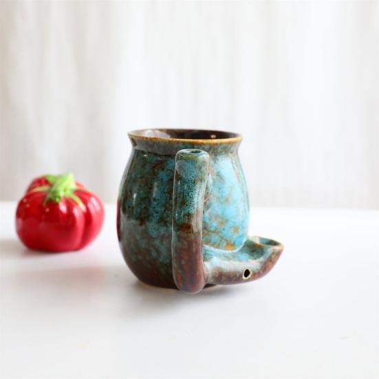 Unique Glaze Ceramic Mug Wake And Bake Coffee Pot Shaped Handle Novelty Gifts Cup with Ergonomic