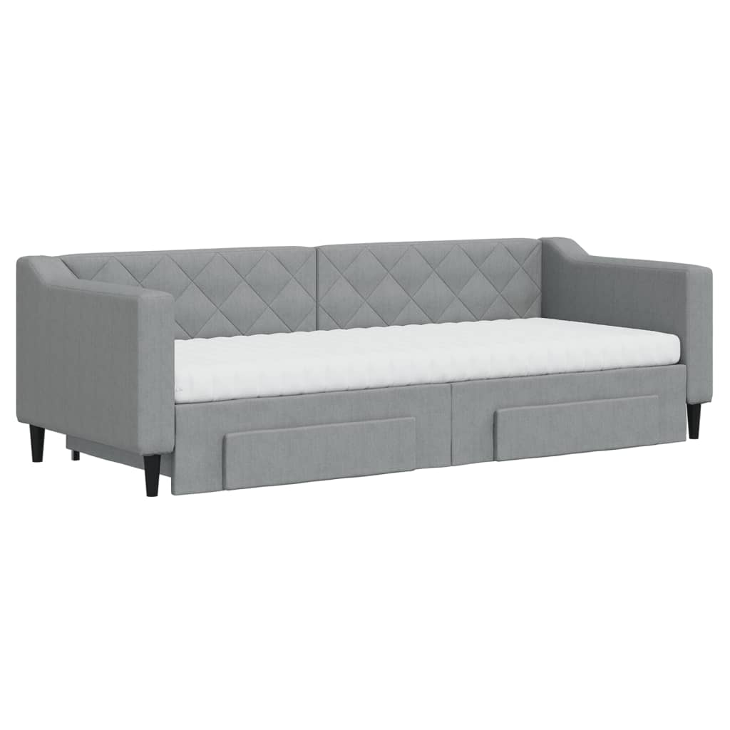 Vidaxl Sofa Rozsuwana Z Szufladami, Jasnoszara, 80X200 Cm, Tkanina