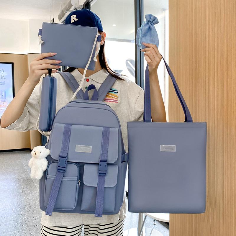 

Новый набор из 5 студенческих рюкзаков, модный рюкзак для школьников в академическом стиле, корейская версия, комплект большой вместимости, рюкзак