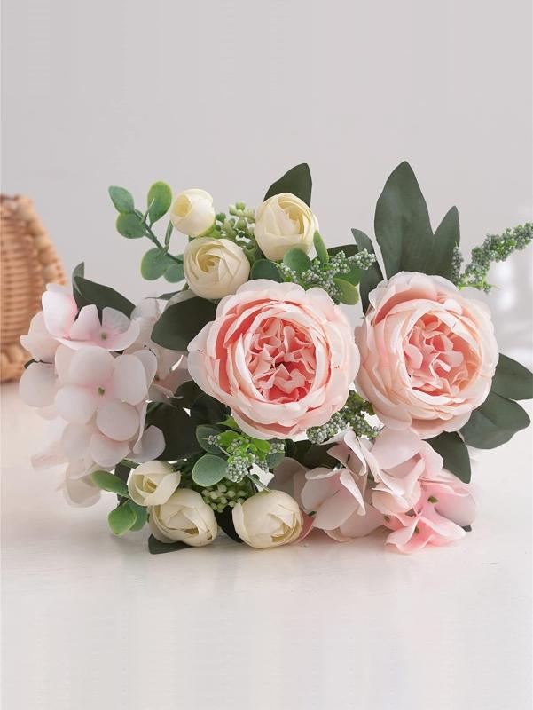 1PC Artificial Flowers Wedding Table Home Bedroom Decorations Bridal Bouquet Garden Fake Silk Peony Hydrangeas Vases Outdoor Diy