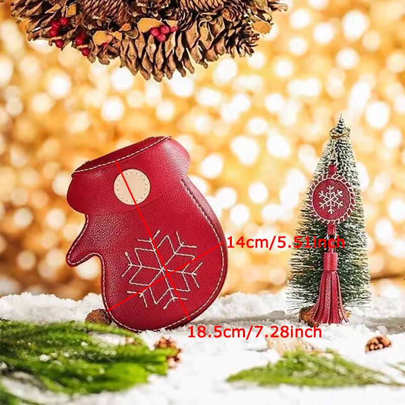 WTEMPO Christmas Handmade Diy Material Bag Hand-stitched Red Woven Glove Shaped Bag Creative Christmas Gift