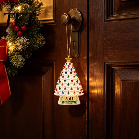 Hanging Pendant for Tree 250 Anniversary USA Christmas Ornament, 1776-2026 2D Acrylic Window Years America Decoration Patriotic Home Decor Collection