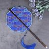 Chinese Ancient Style Black Bamboo Waist Fan Han Dynasty Circular Fan Chinese Style Long Handle Tassel Curling Folding Fan Classical Portable Wrist