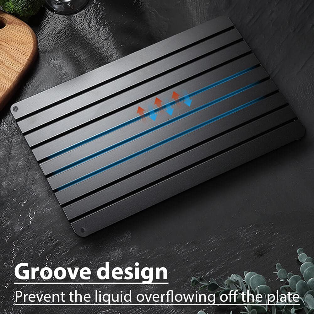 Defrosting Tray Dishwasher Safe Large Thawing Plate With Drip Tray Set Non-Stick Coated Thawing Board  For Frozen Meat and Food