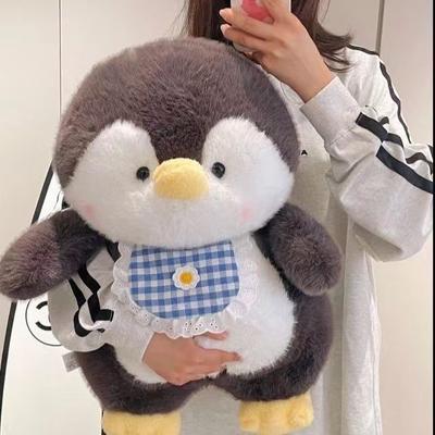Fofo boneco de pinguim bebê travesseiro de dormir babador pinguim pequeno brinquedo de pelúcia travesseiro presente de aniversário para meninas