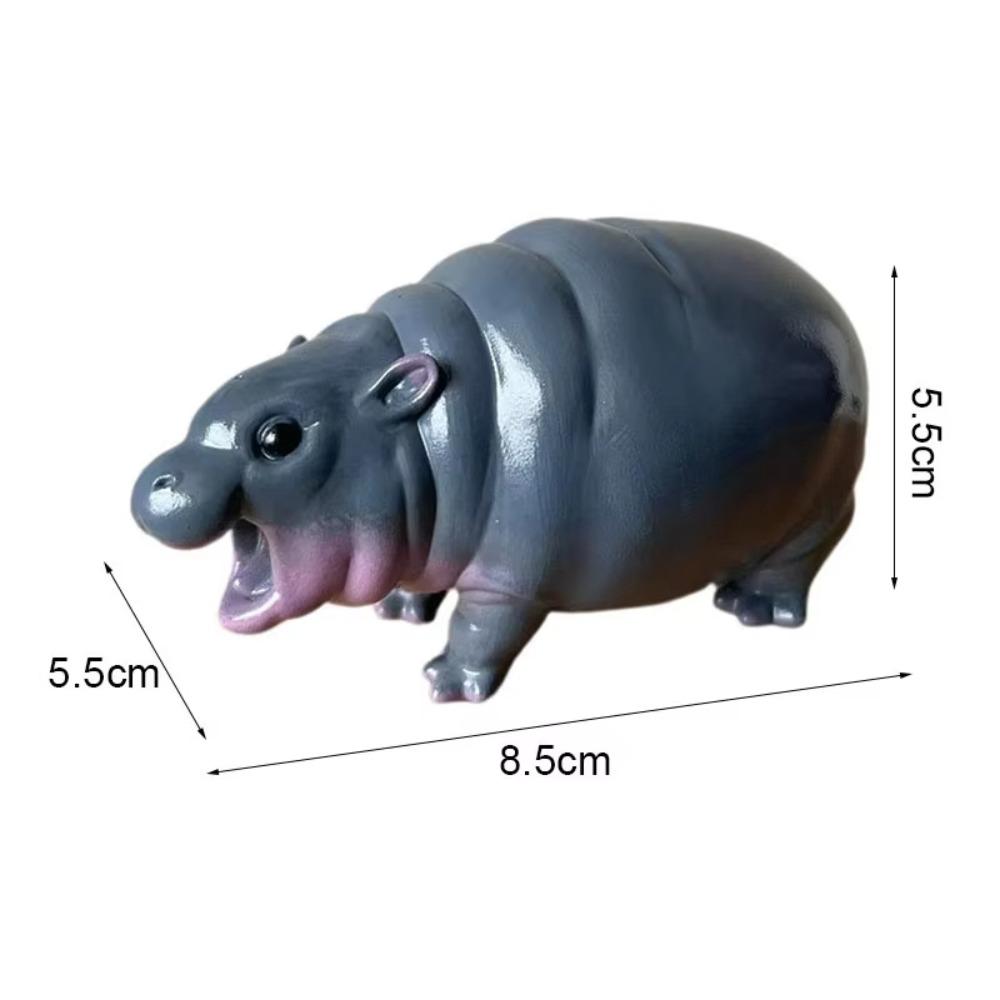 Mini Pygmy Hippopotamus Statue Lovely Hippo Resin Figurines Fans Collection