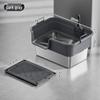 Semi-Enclosed Stainless Steel Cat Litter Box with High Walls, Splash and Leak Resistant, Large Top-Entry Design.