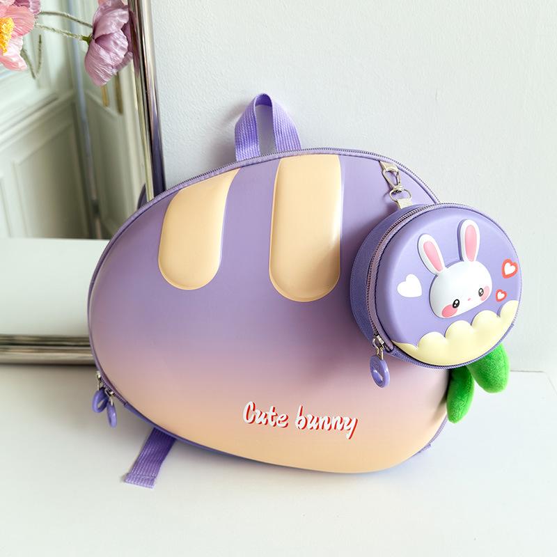 

Рюкзак Детский Мультяшный Милый Детсадовский Школьный Рюкзак Форма Кролика Редиски фиолетовый