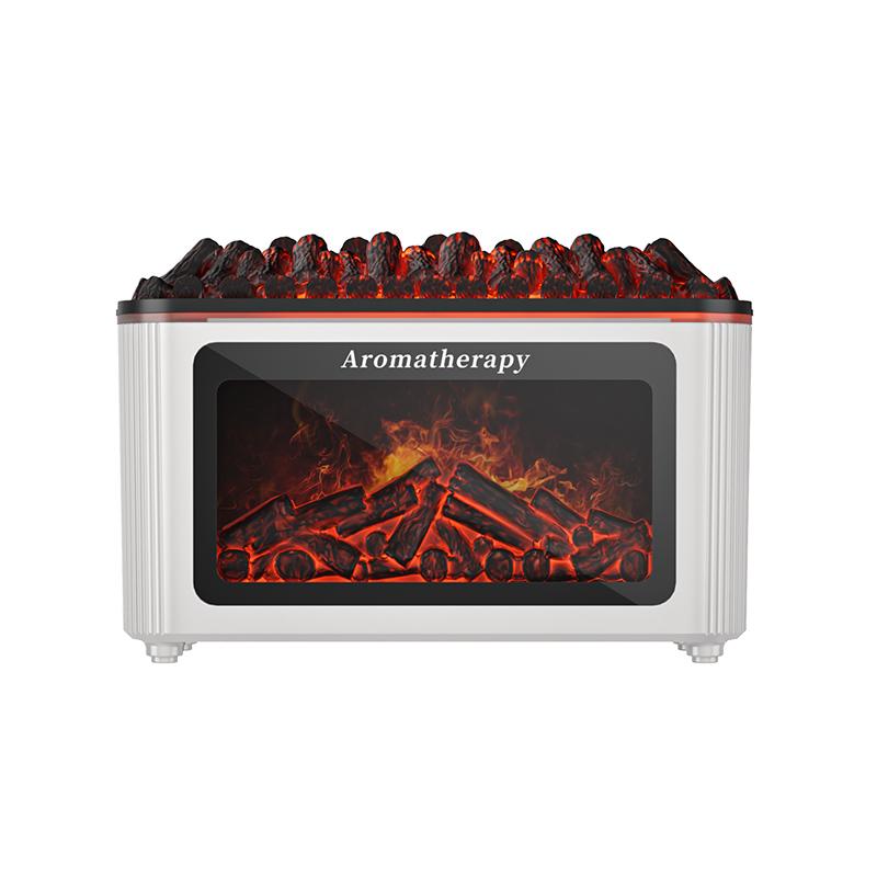 Simulated Fireplace Aroma Diffuser with 7-Color Flame Effects, Retro-Style Charcoal Design, Essential Oil Diffuser for Home Use
