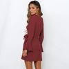 Fashion Women's Casual  Ruffled Long Sleeve Slim Bow Elegant Check Dress
