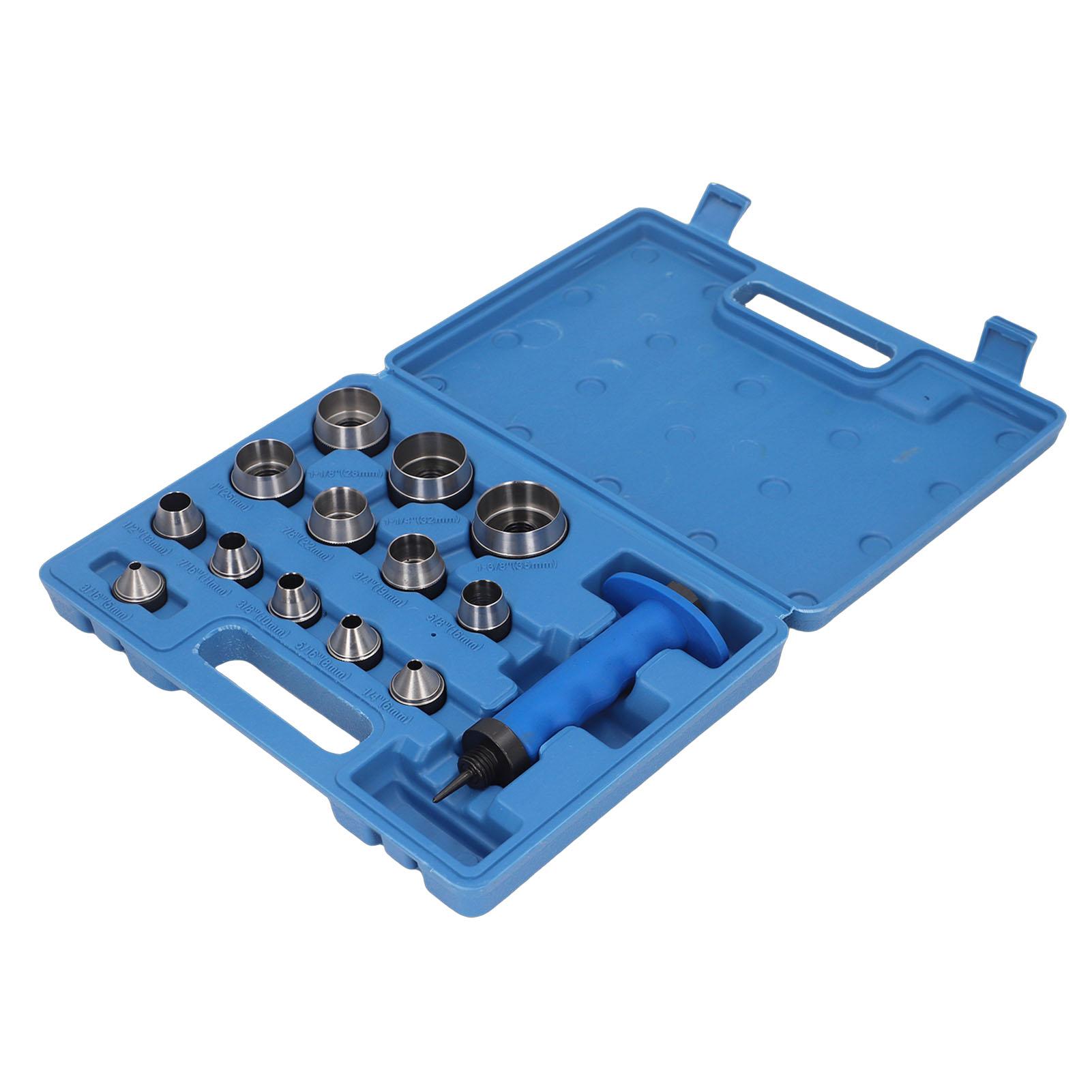 Jeu de poinçons creux 13 pièces avec manche Outil de poinçonnage de trous pour ceinture en cuir robuste